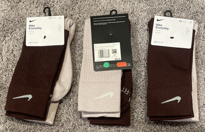 6 Pairs-Nike Everyday Plus Crew Socks - 2x3 Packs | Color: Maroon/Pink | Size: L