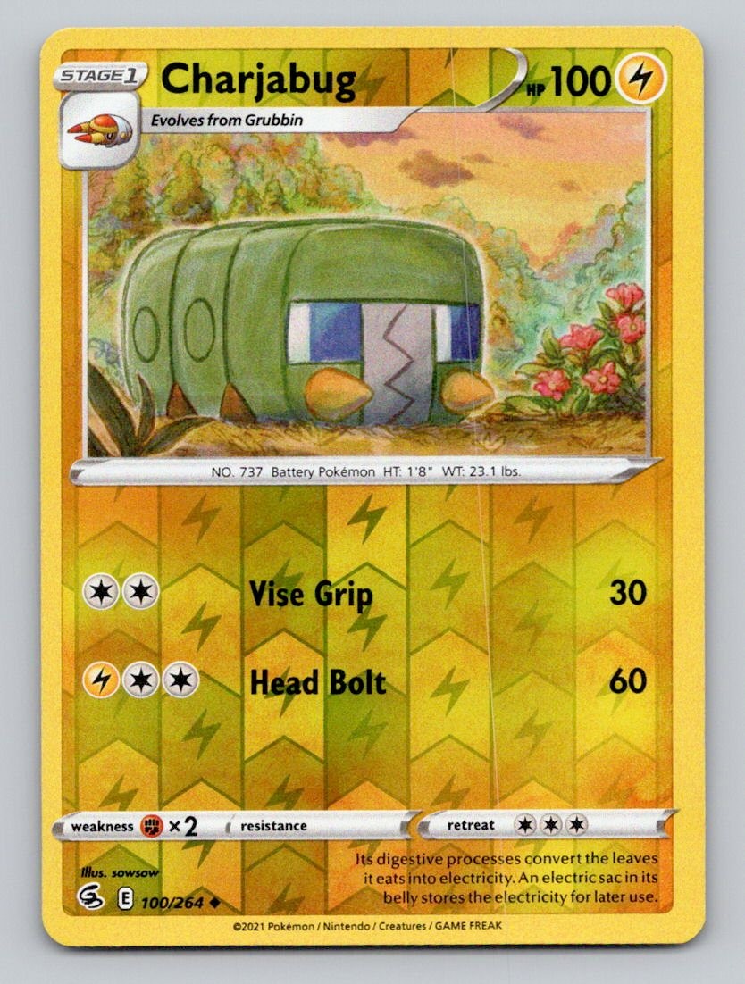 Charjabug 100/264 Uncommon Fusion Strike Pokemon Reverse Holo Near Mint
