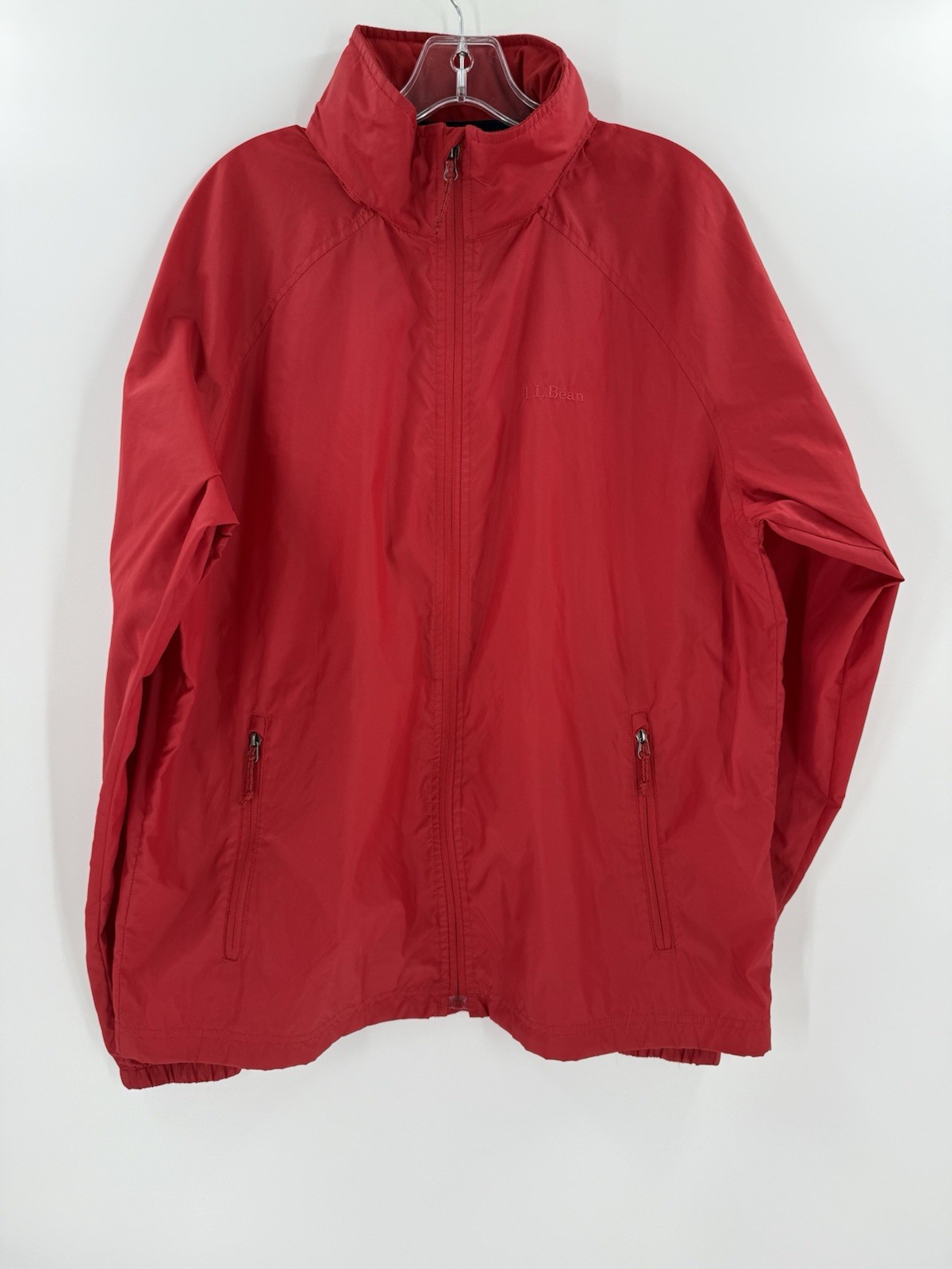 Jacket Medium Red Zip Hood Windbreaker Prep Mens