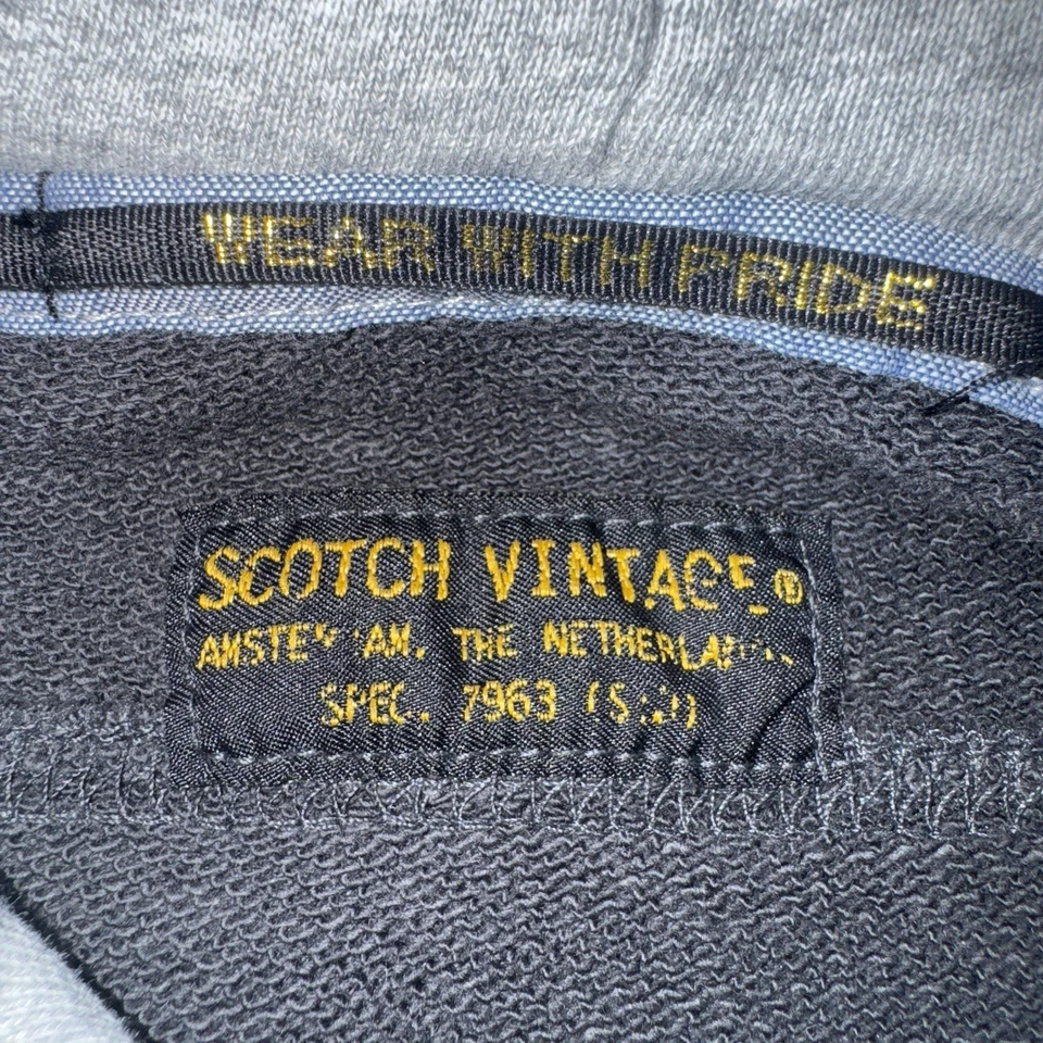 Scotch & Soda Amsterdam Hombres Gris Sudadera con Capucha Escocesa De Colección Estado 78 Universitario S-m Foto 2 de 4