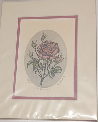 Marsha K. Howe Signed Numbered Limited Edition Floral Rose Print Matted