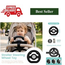 Universal Pretend Steering Wheel for Strollers, Detachable Kids Driving Toy