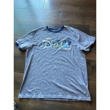 Disney Parks Walt Disney World Ringer T Shirt Mens Large Gray Navy Graphic Tee