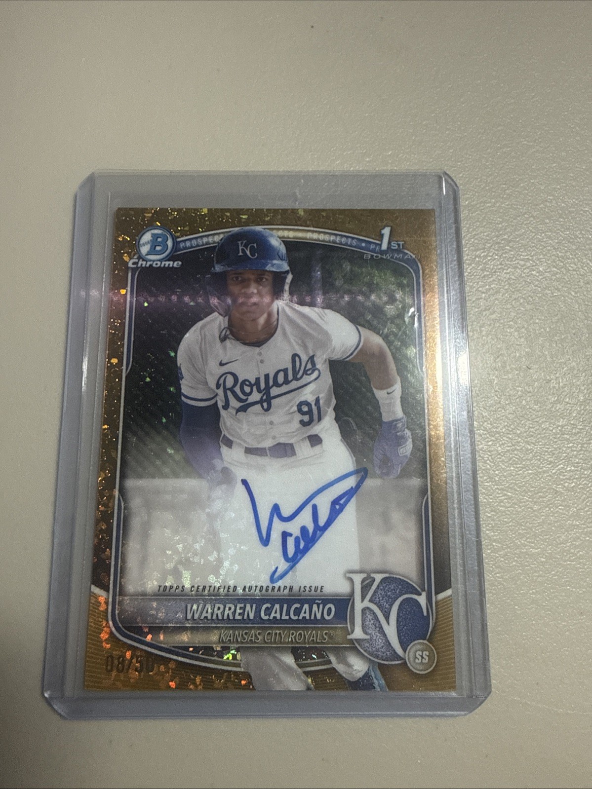 2025 Bowman Chrome WARREN CALCANO Auto Gold Mini Diamond Refractor 1st /50