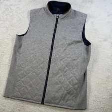 B Draddy Vest Mens Large Navy Grey Reversible Lawrence Quilted Cashmere Blend