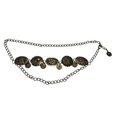 Vintage Gold Tone Coin Concho Chain Belt Boho Western Adjustable