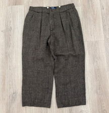 vintage 80s 90s Polo Ralph Lauren Trousers Pants 34x26 Tweed Heavy Wool USA