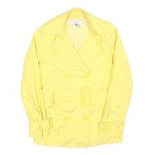 ZARA Manteau Femme Jaune XS Mélange Polyester Boutonné Uni Léger