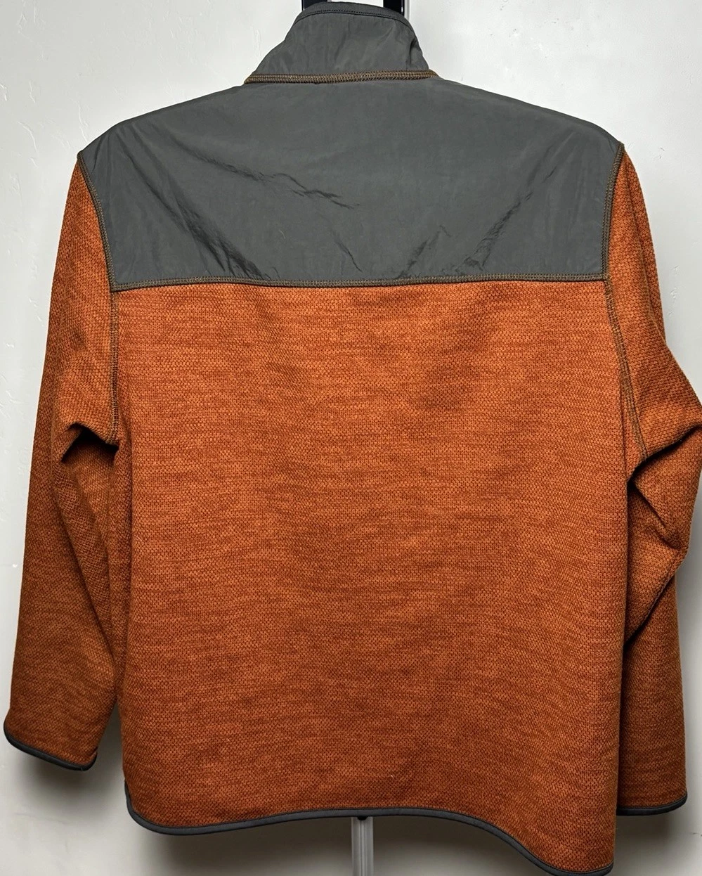 GH Bass & Co For Hard Service Fleece Pullover Orange Gray Snap Jacket Mens L - product detail image 2
