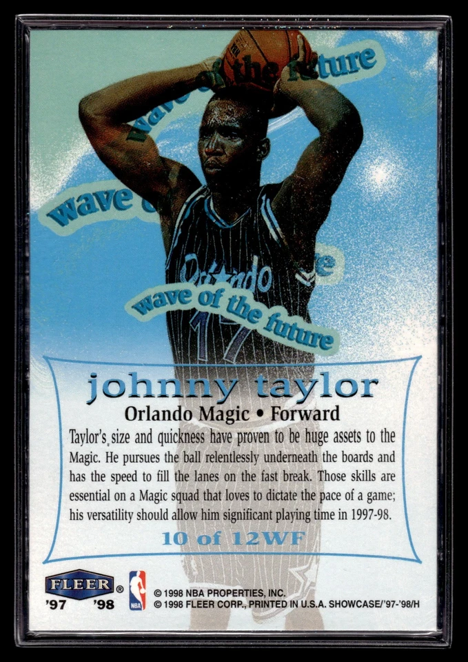 1997-98 Flair Showcase BASKETBALL Johnny Taylor #10 WAVE OF FUTURE HIGH GRADE - Image 2 of 2