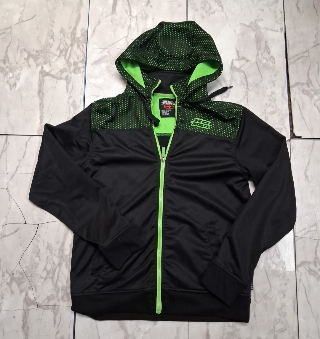 Vintage Y2K No Fear Black Green Zip Up Hoodie Men's Medium