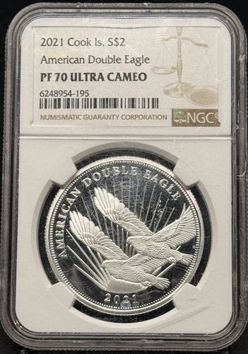 2021 COOK ISLANDS SILVER $2 AMERICAN DOUBLE EAGLE 1/2oz 999 NGC PF70 ULTRA CAMEO