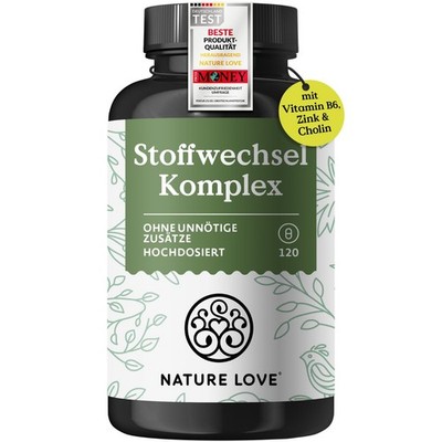 NATURE LOVE  Stoffwechsel Komplex   120 Kapseln   Grünteeextrakt, Zink, Chrom