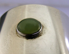 HEAVY 41g STERLING SILVER GREEN GEM STONE NAPKIN RING 1988 ARTS & CRAFTS ENGLISH