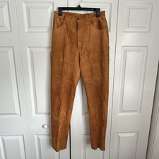 Vintage Design Assets Pants Womens 12 Suede Leather Straight Lined 90s Western