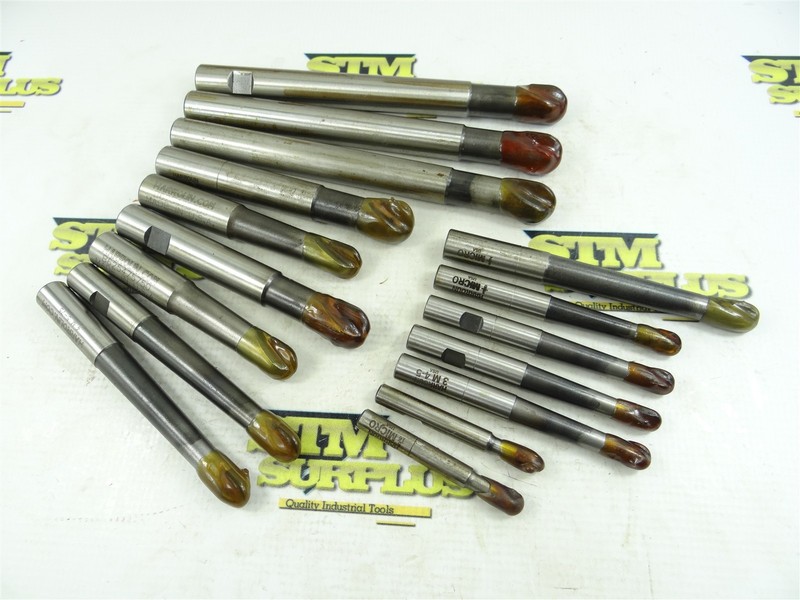 NEW! LOT OF 16 CARBIDE TIPPED BALL NOSE END MILLS 5/16" TO 3/4" DIA