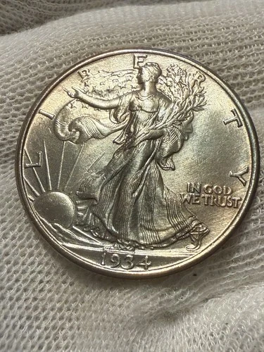 1934 P Walking Liberty Half Dollar US 90% Silver Coin AU Near Mint Original