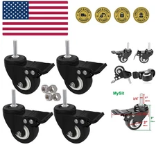 2" Stem Casters with Brake, 3/8"-16x1 Heavy Duty Threaded Stem Caster Wheels ...