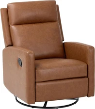 Swivel Rocking Recliner Chair PU Leather Glider Recliner High Backrest/Footrest 