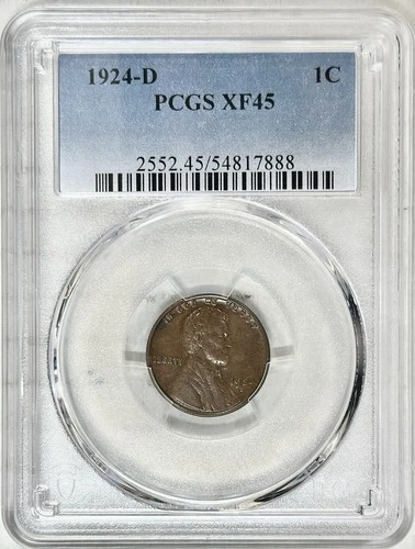1924 D LINCOLN WHEAT CENT PENNY PCGS XF45