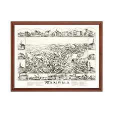 Old Map of Mansfield, MA 1888 - Vintage Mansfield Massachuse