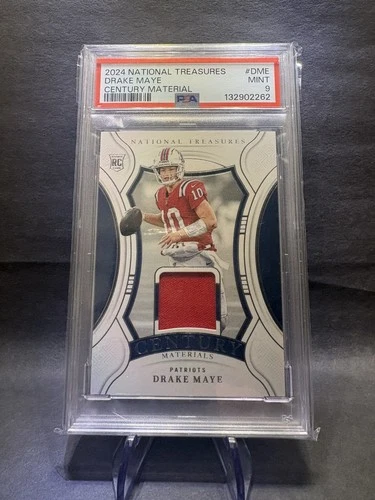 2024 Panini National Treasures #CM-DME Drake Maye Century Material /99 PSA 9