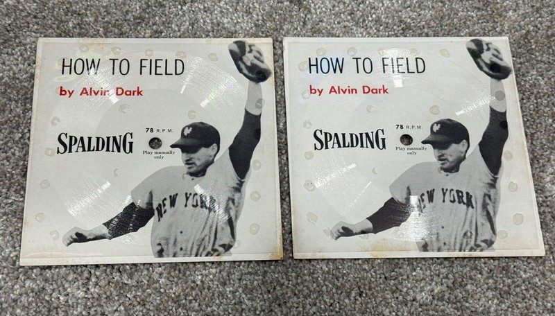 1956 Spalding ALVIN DARK "How To Field" 78rpm picture disc Record Lot of 2