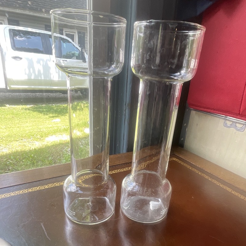Pyrex Clear Glass Candle Holders, Set of 2, Printed Backstamp