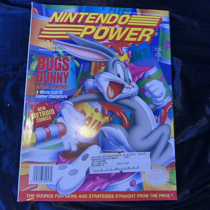 Nintendo Power Vol #57 Feb ‘94 Bugs Bunny w/Super Metroid Poster & Trading Cards