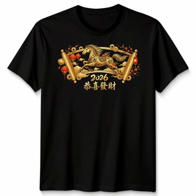 Chinesisches Neujahr 2026 Jahr des Pferdes Shirt Unisex Bekleidung Feier