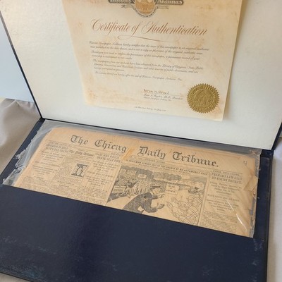 Chicago Sunday Tribune Newspaper - June 17, 1909 in display case, cert of authen