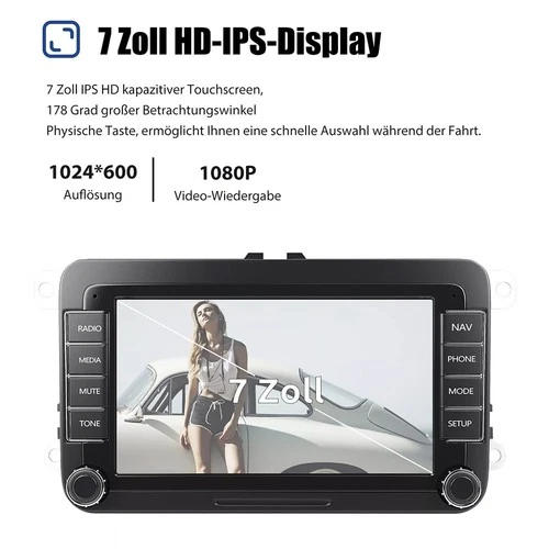 Per VW Golf 5 6 Plus Touran Caddy Jetta autoradio Android 14 Apple Carplay NAVI - Foto 11 di 22
