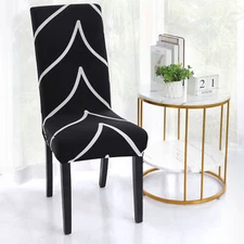 Dining Chair Cover Stretch Bar Stool Slipcover Kitchen Chair Protector Black