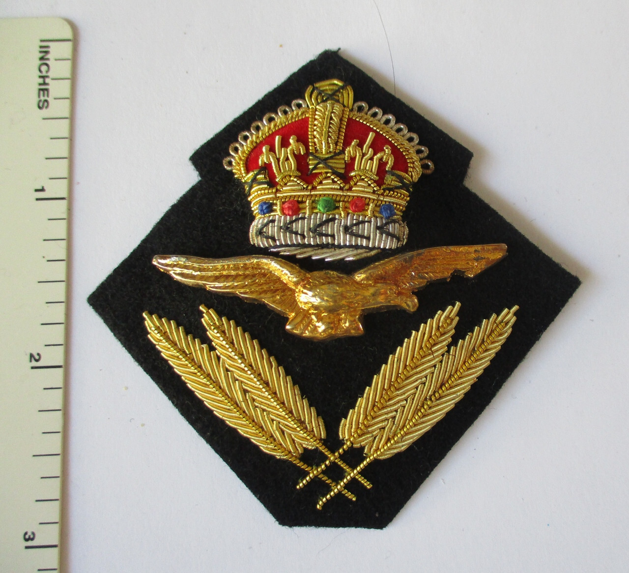 BRITISH RAF BREVET OFFICER Bullion CAP HAT BADGE Post WW2 Made King's Crown