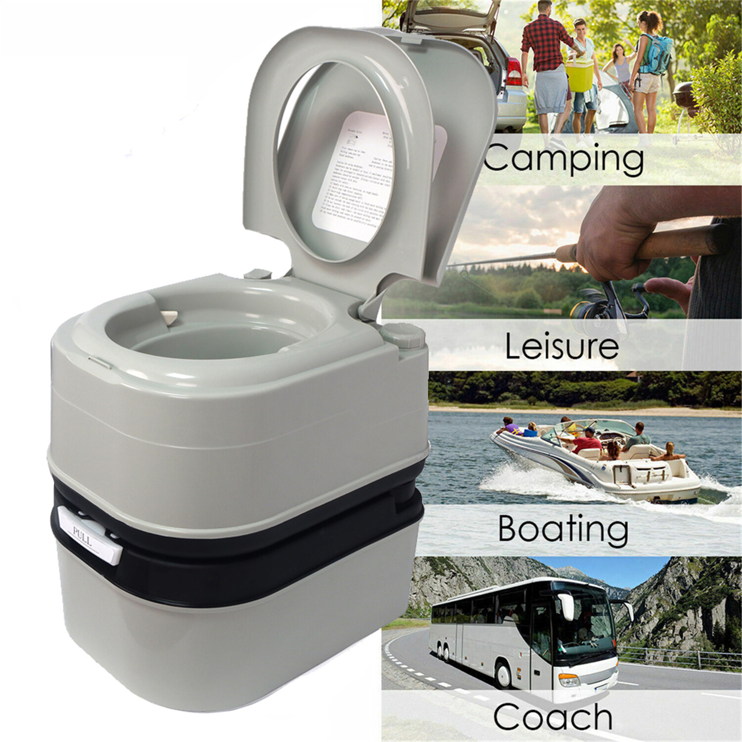 24L Toilette Portable 6 Gallon Égaliser Voyage Camping Extérieur