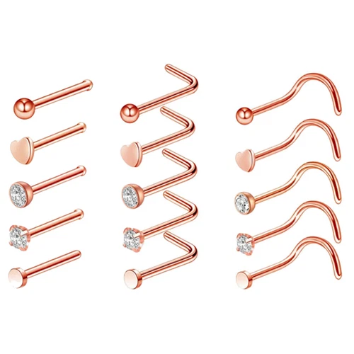 5-30PCS Surgical Steel Nose Stud Ring 20G Tiny Screw L Bend Straight Bone Studs - Picture 20 of 21