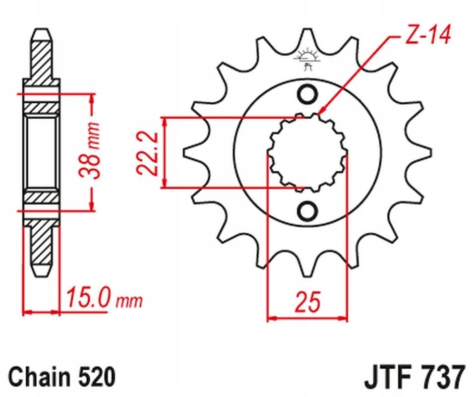 Pignon avant JT 7001 à 14 dents pour moto Ducati 907 Paso Sports 1990-1993