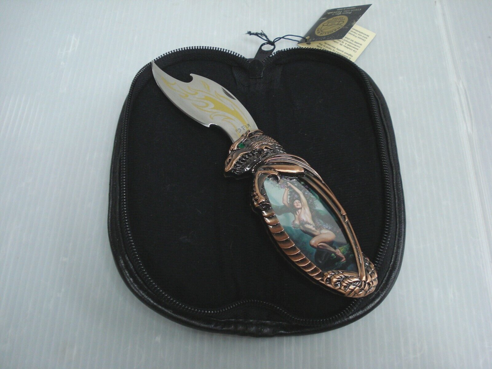 FRANKLIN MINT KNIGHT STONE COLLECTION FANTASY GODDESS & DRAGON KNIFE