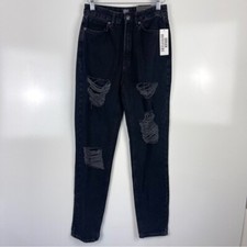 NEW Urban Outfitters BDG Distressed Mom High Rise Jeans Black Women's Size 25
