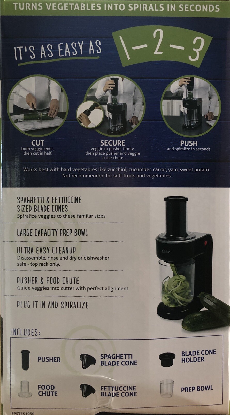 NEW Black Oster Electric SPIRALIZER Easy to Use.  Spiralize Veggies and more