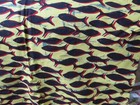 BLACK FISH ON YELLOW BACKGROUND - DUTCH BLOCK HOLLANDIES - ALJAZERZ - 1 1/4 YARD — photo 1