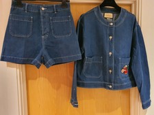 Gucci Sold Out Denim Set Jacket & Shorts Cherry Patch Pre-fall 2024 Size M