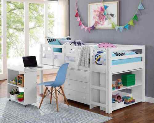 Ava Kid S Furniture Set With Twin Loft, Loft Bed And Dresser Set