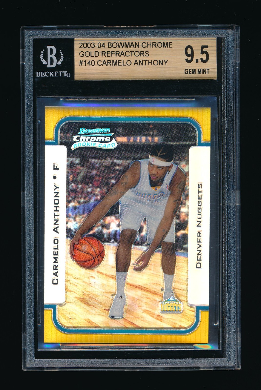 BGS 9.5 CARMELO ANTHONY 2003 BOWMAN CHROME GOLD REFRACTOR RC #/50 (ALL 9.5 SUBS)