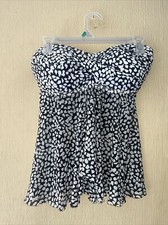 Merona Boho Print Padded Strapless Tankini Fly Away Swim Top Sheer Mesh Size M