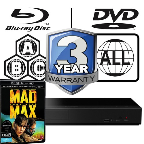 Panasonic Blu-ray Player DP-UB450 All Zone MultiRegion 4K & Mad Max Fury Road