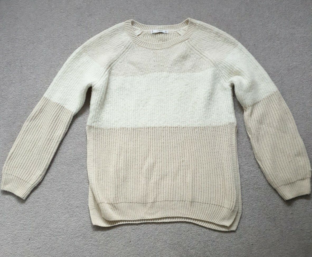 Ladies MANGO SUIT oatmeal beige knitted long sleeve sweater jumper EUR M/  US S