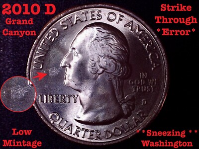 2010 D Grand Canyon Arizona ATB Error Coin -Strike Through