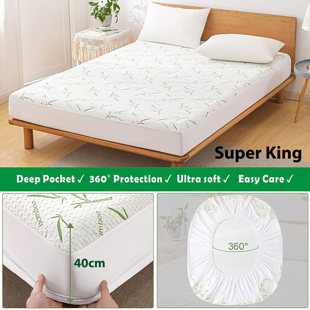 Bamboo Waterproof Mattress Protector Matress Cover Single King Queen