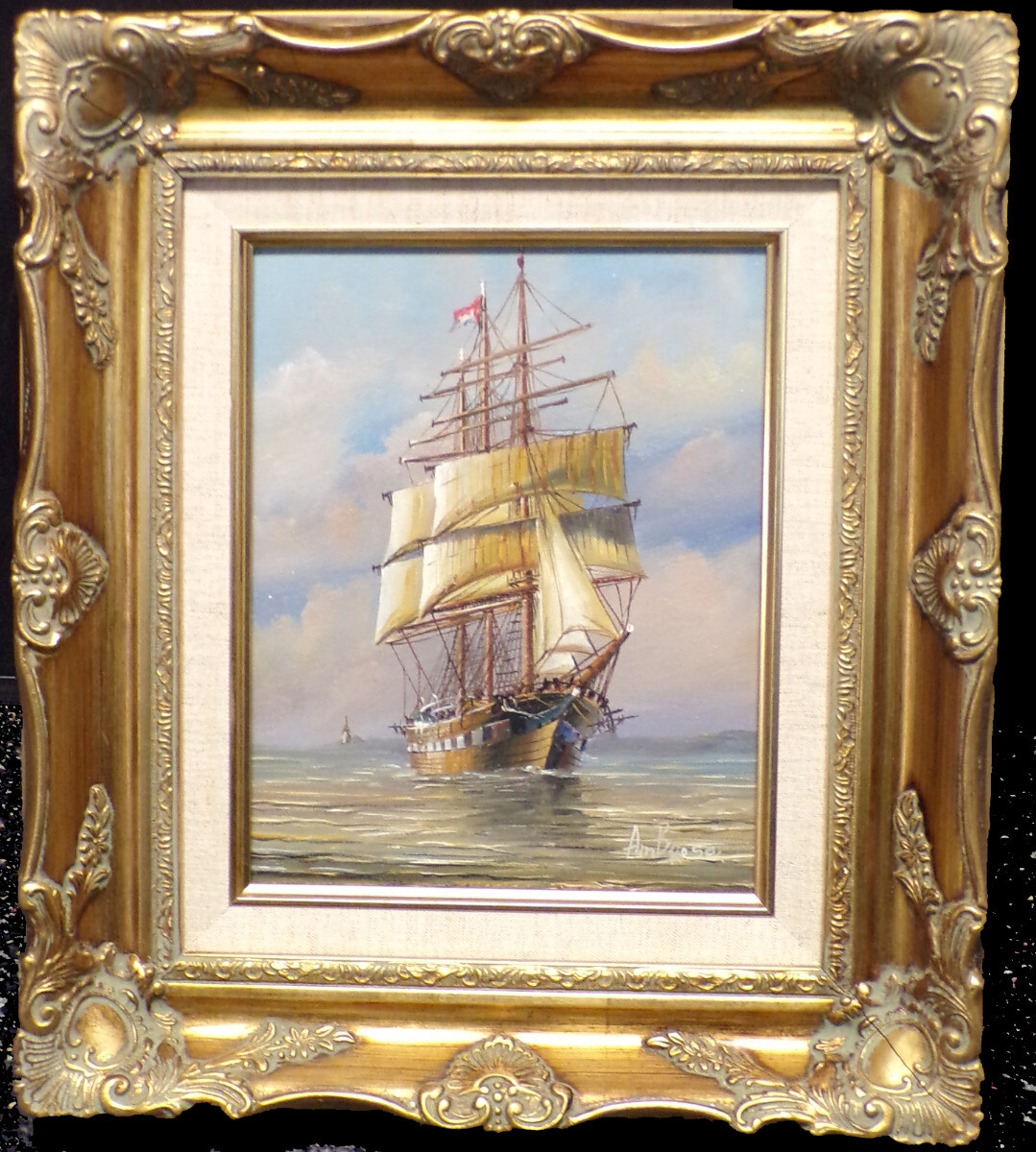 John Ambrose Original Oil Painting Gallery Framed Fine Art Ship